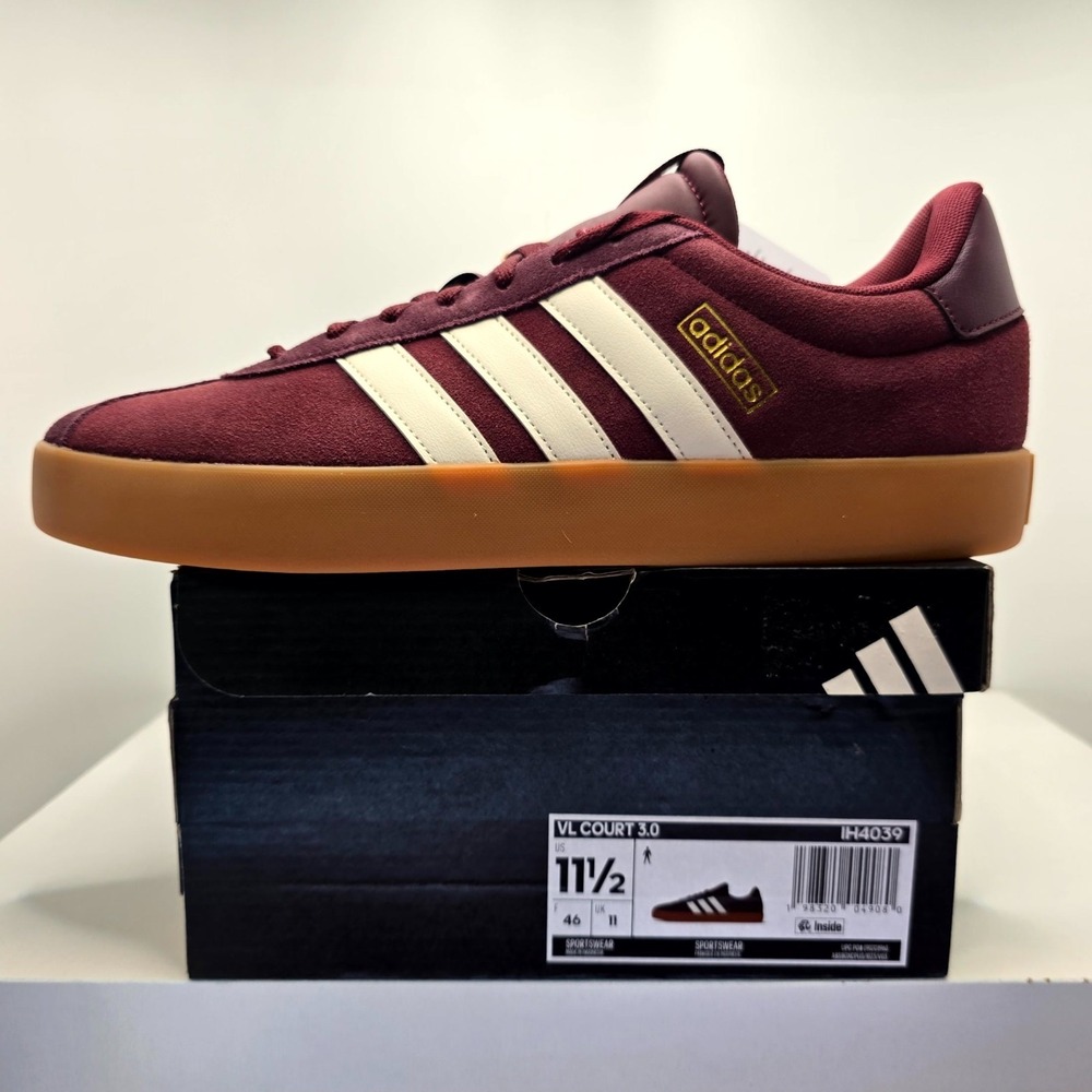 Adidas VL Court 3.0 IH4039 Mens 11.5 Shoes Shadow Red Maroon Athletic Sneaker